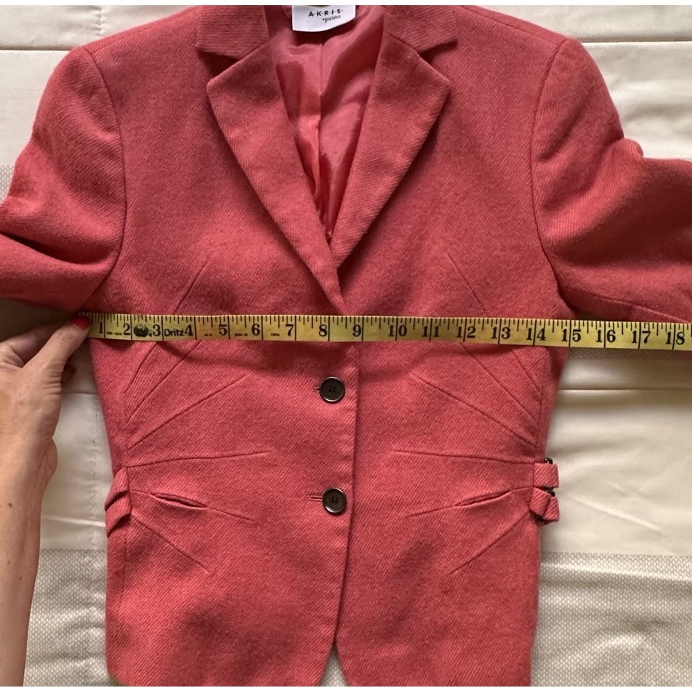 Akris Punto Coral Pink Wool Cashmere Blazer Jacket 4 Origami Pleated Buckle READ - Picture 4 of 14